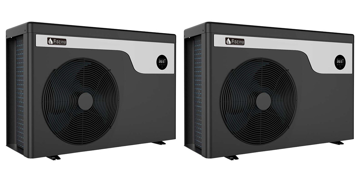 Kit due pompe di calore full inverter Mr. SMART per piscina fino a 75 mÂ³ con copertura e piedini antirumore