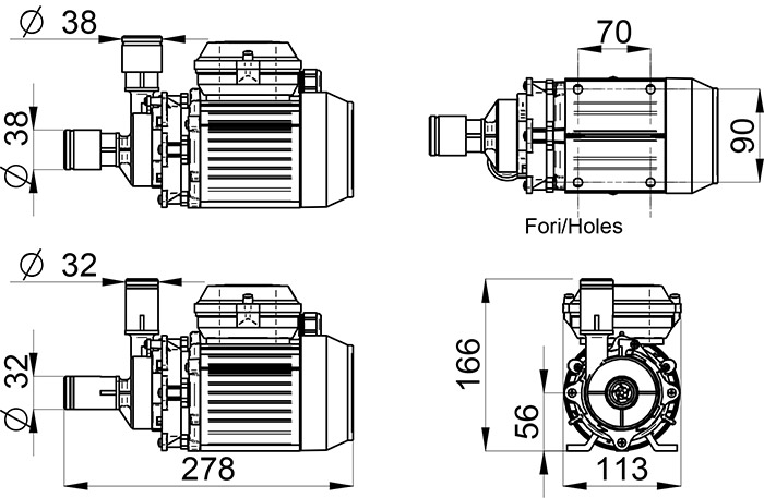Dimensioni pompa per filtrazione monofase BWT SHOTT SP 3600