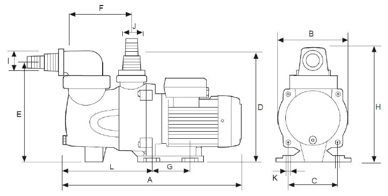 Dimensioni pompa per filtrazione Mr. PISCINA MRF 10 - da 0.25 a 0.60 HP