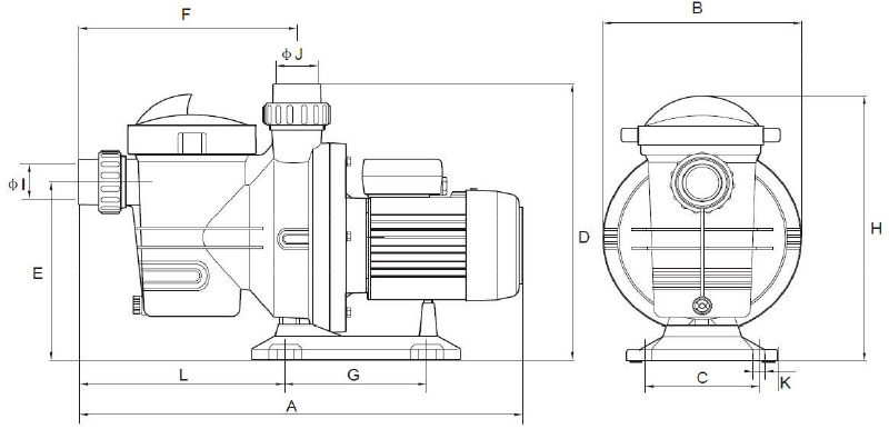 Dimensioni pompa per filtrazione Mr. PISCINA MRF 20 - da 0.50 a 1.50 HP