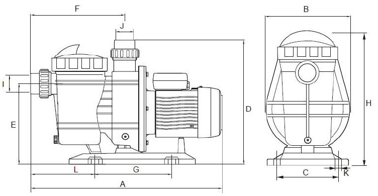Dimensioni pompa per filtrazione Mr. PISCINA MRF 30 - da 1.50 a 3 HP
