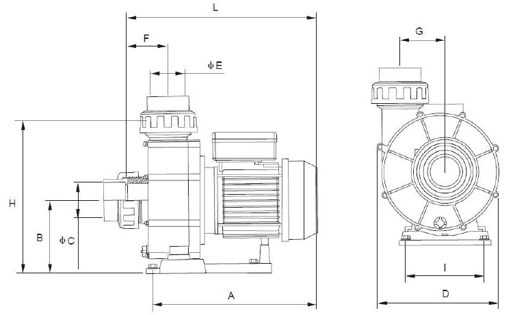 Dimensioni pompa per idromassaggio Mr. PISCINA MRB 25 - da 3 a 5.50 HP