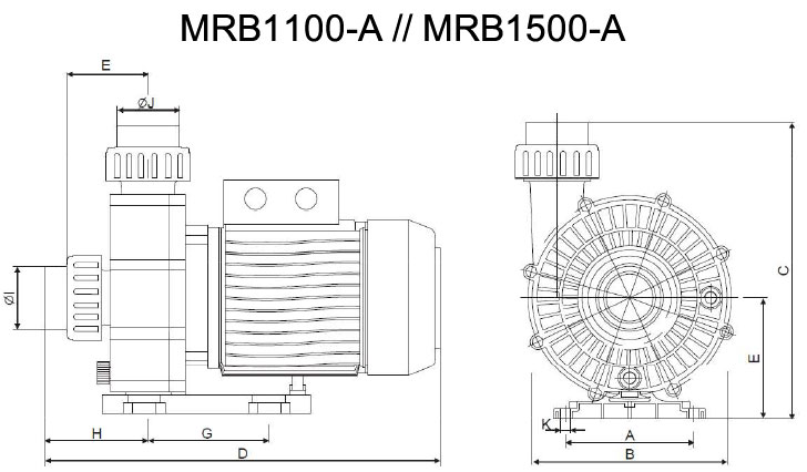 Dimensioni pompa per idromassaggio Mr. PISCINA MRB 35 - da 1.50 a 3 HP