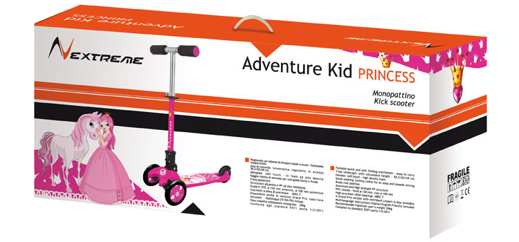 Monopattino ADVENTURE KID PRINCESS a 3 ruote, pieghevole