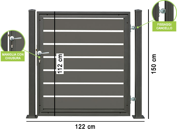Cancello pedonale per recinzione in WPC