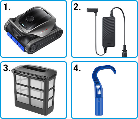 Materiale incluso robot piscina a batteria Mova Diver A10 Materiale incluso robot piscina a batteria Mova Diver A10
