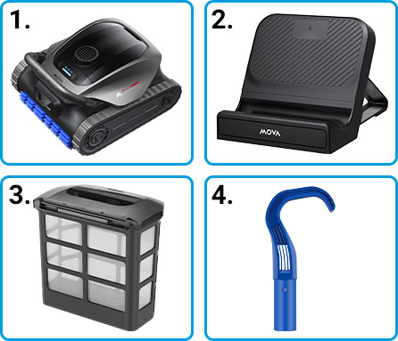 Materiale incluso robot piscina a batteria Mova Diver A10 Materiale incluso robot piscina a batteria Mova Diver A10