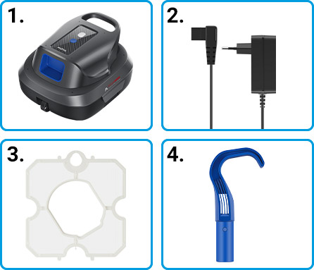 Materiale incluso robot piscina a batteria Mova Diver R10 Materiale incluso robot piscina a batteria Mova Diver R10