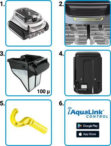 Materiale incluso Robot Piscina a Batteria Senza Filo Zodiac 52 XA Li iQ Materiale incluso Robot Piscina a Batteria Senza Filo Zodiac 52 XA Li iQ