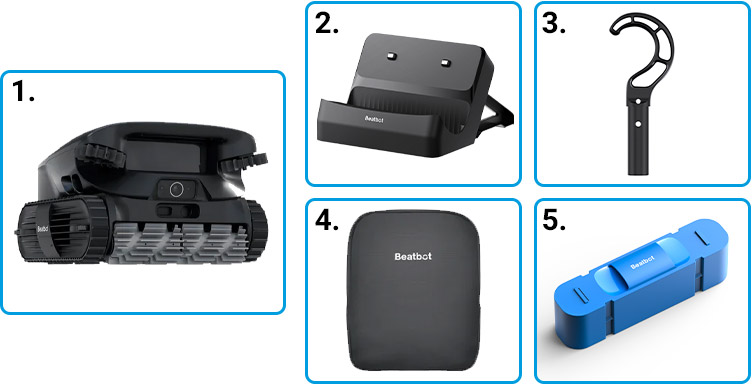 Materiale incluso robot piscina a batteria Beatbot AquaSense 2 Ultra