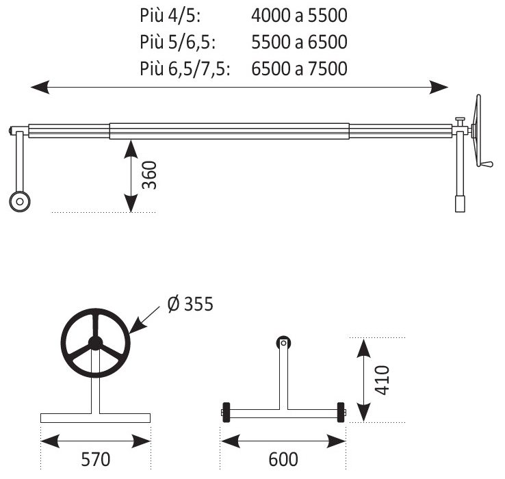 Dimensioni rulli avvolgitori Dimensioni rulli avvolgitori