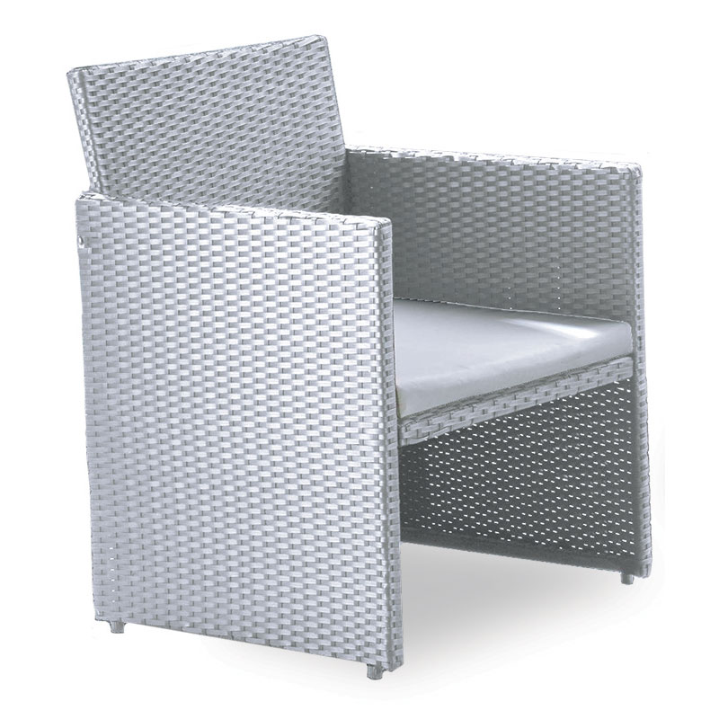 Salotto da giardino in polyrattan VALENCIA WHITE, con cuscini