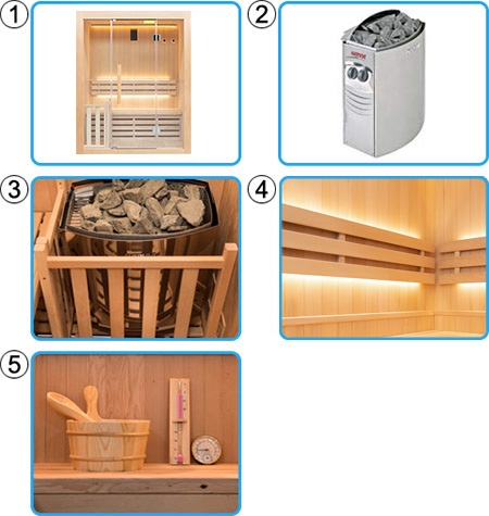 Materiale incluso sauna finlandese tradizionale KARA 3 posti