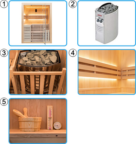 Materiale incluso sauna finlandese tradizionale KARA 4 posti
