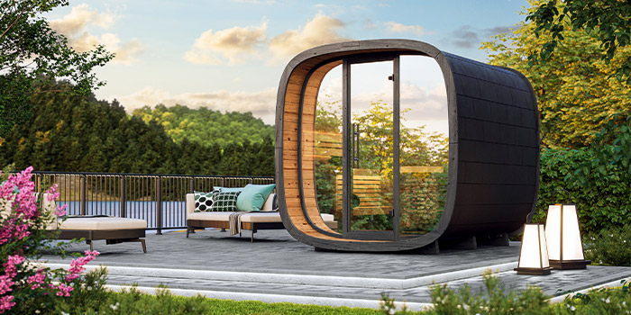 Sauna finlandese da esterno ROUND CUBE MINI 4 posti