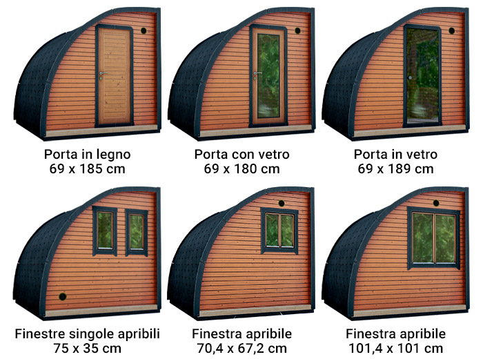 Optional a preventivo sauna finlandese da esterno NOMAD Small
