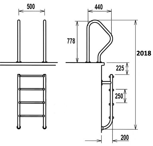 Scaletta per piscina RAMBOUILLET in AISI 316