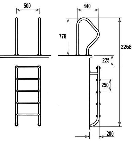 Scaletta per piscina RAMBOUILLET in AISI 316