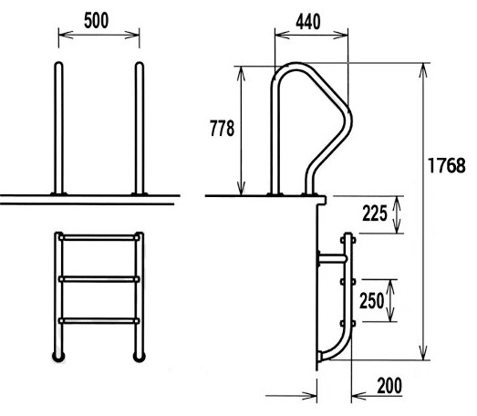 Scaletta per piscina RAMBOUILLET in AISI 316