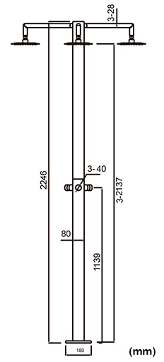 Doccia da esterno in acciaio Inox 316L CERBERO, misure