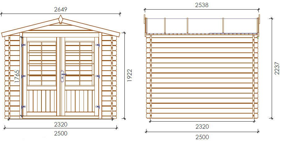 Dimensioni casetta in legno da giardino SIVIGLIA