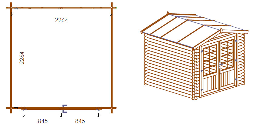 Dimensioni casetta in legno da giardino SIVIGLIA