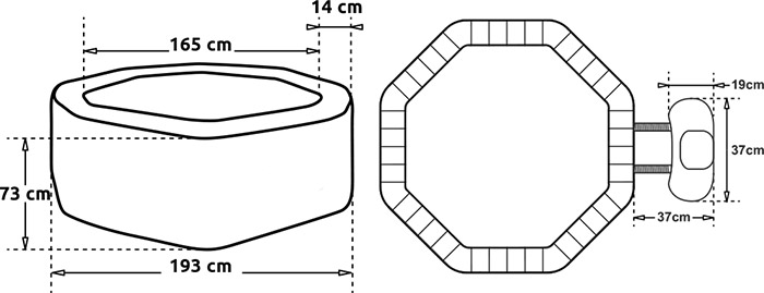 Dimensioni SPA idromassaggio NETSPA OCTOPUS 4 persone