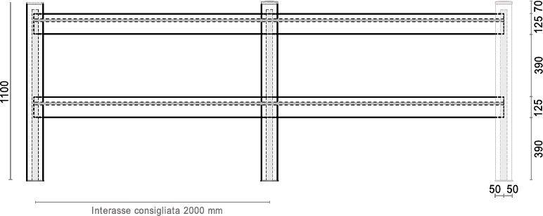 Dimensioni Staccionata in WPC BAMBOO a profilo quadro in kit di installazione