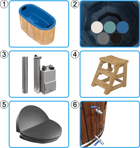 Materiale incluso tinozza idromassaggio in legno e vetroresina - KIT BASE