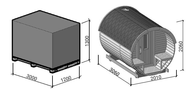 misure pallet sauna plutone