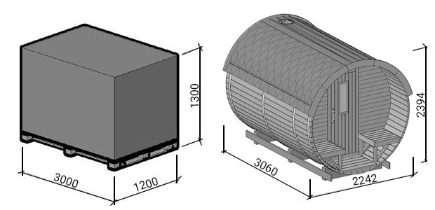 misure pallet sauna plutone