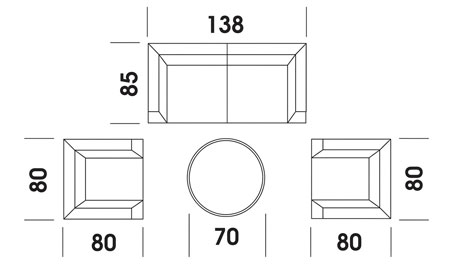 Salotto da giardino VENERE in alluminio e corda intrecciata