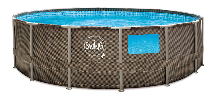 Piscina Fuori Terra SWING METAL FRAME WICKER DESIGN con finestra