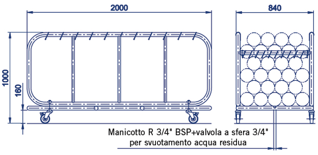 Carrello raccogli corsie galleggianti piscina