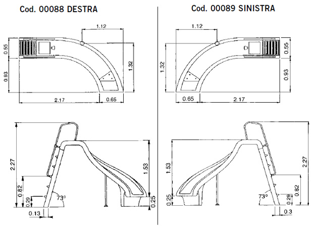 Scivolo Toboga per piscina Pranaslide Curvo