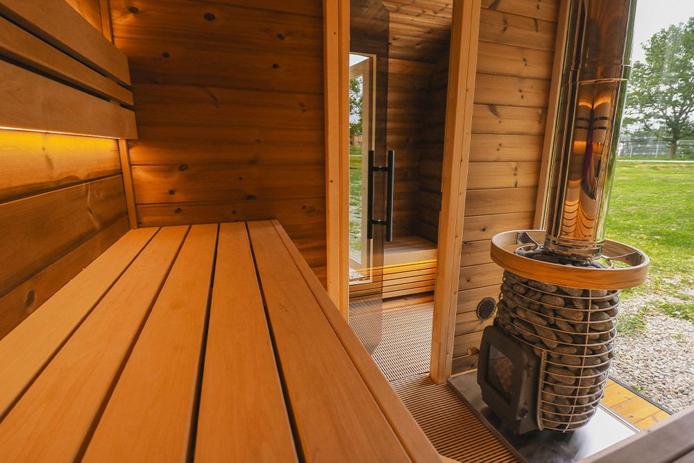 Sauna finlandese da esterno ROUND CUBE DOUBLE 5 posti