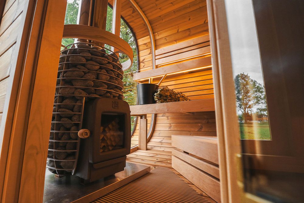 Sauna finlandese da esterno ROUND CUBE DOUBLE 5 posti