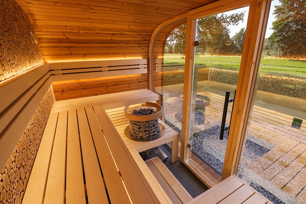Sauna finlandese da esterno ROUND CUBE RELAX 6 posti