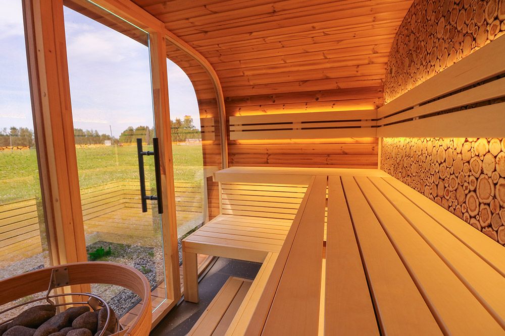 Sauna finlandese da esterno ROUND CUBE RELAX 6 posti