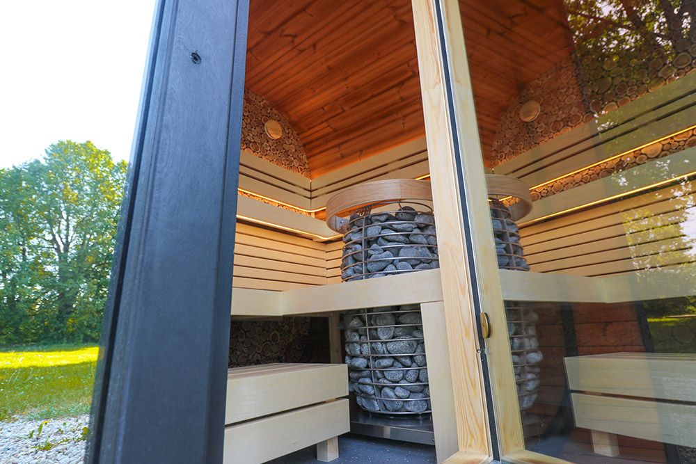 Sauna finlandese da esterno ROUND CUBE RELAX 6 posti