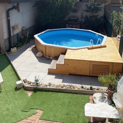 Copertura Solare Rotonda Per Piscina 3,7 M Con Telo Antivento E Picchetti - Accessori Per Piscine Fuori Terra, Nero