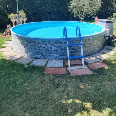 Progetti realizzati 1 - Piscina fuori terra circolare AZURO STONE Ø 3,60 h.0,90 m