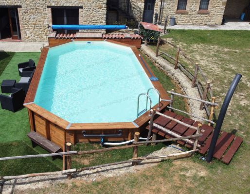 Progetti realizzati 5 - Piscina in legno ottagonale NorthWood 860 - 8,60 x 4,70 x h.1,30 m