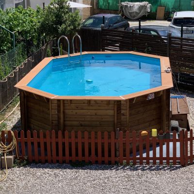 Progetti realizzati 0 - Piscina in legno BWT ODYSSEA +640 Ottagonale - 6,43 x 4,03 h 1,33 m