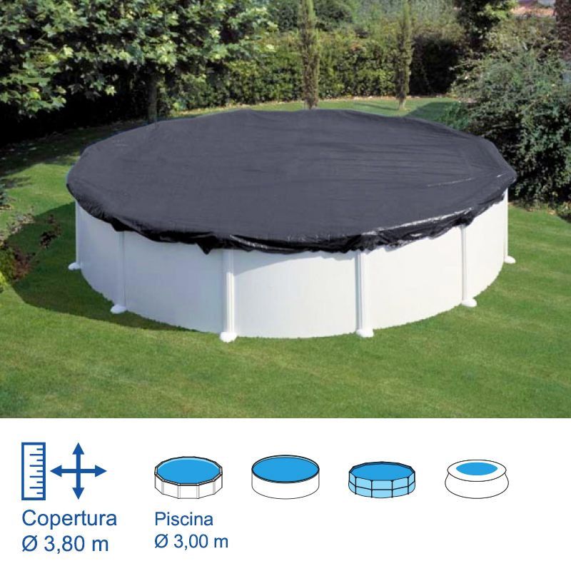 Copertura Invernale Per Piscina Tonda Fuori Terra - Telo PE Antipioggia E Antivento