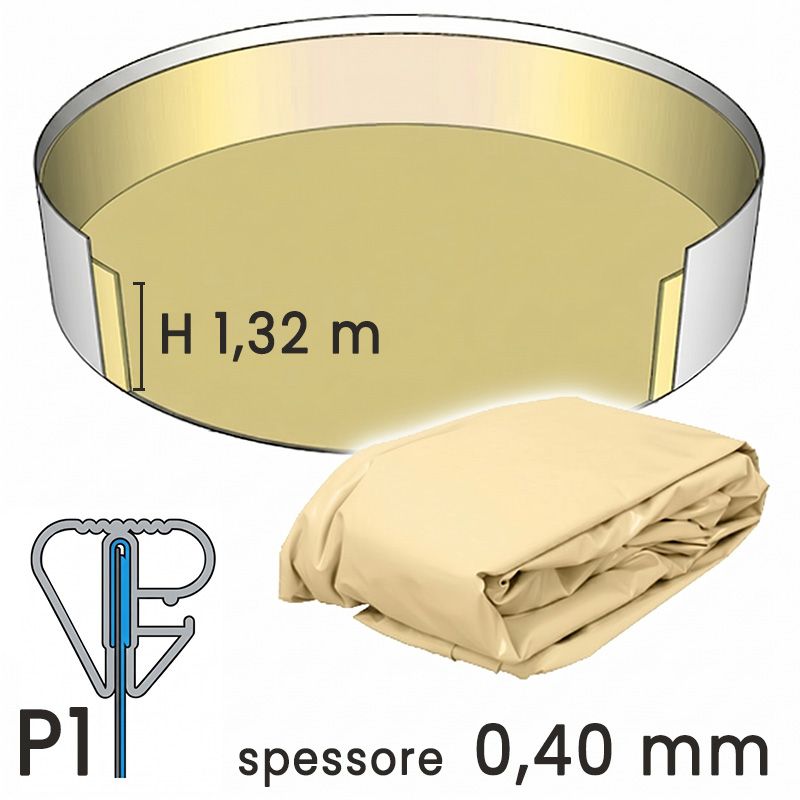 Liner per piscine circolari in lamiera di acciaio Ø 5,50 X h. 1,32 - colore SABBIA- spessore 0,40 mm