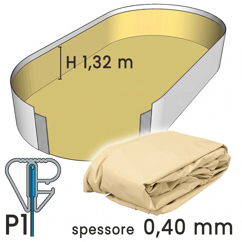 Liner per piscine ovali in lamiera di acciaio 9,15 X 4,57 X h. 1,32 - colore SABBIA- spessore 0,40 mm