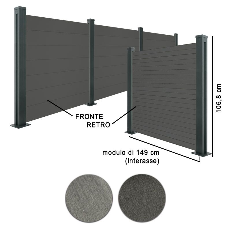 Recinzione da giardino in WPC legno composito e alluminio, kit di  installazione