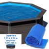 Copertura isotermica a bolle 7,53 x 3,33 m per piscine in legno composito ottagonale WPC WOOD di 8,04 x 3,86 m