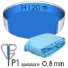 Liner per piscina a forma circolare Ø 4,60 x h. 1,20 m AZZURRO - attacco P1 - spessore 0,80 mm